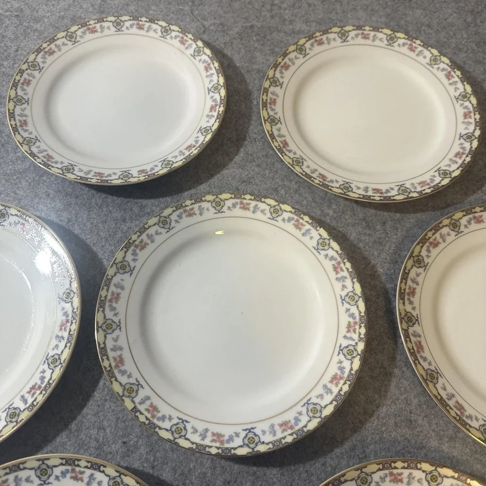 Noritake Nippon Bellefonte Pattern Salad Plates Japan Set of 7 Vintage 1920